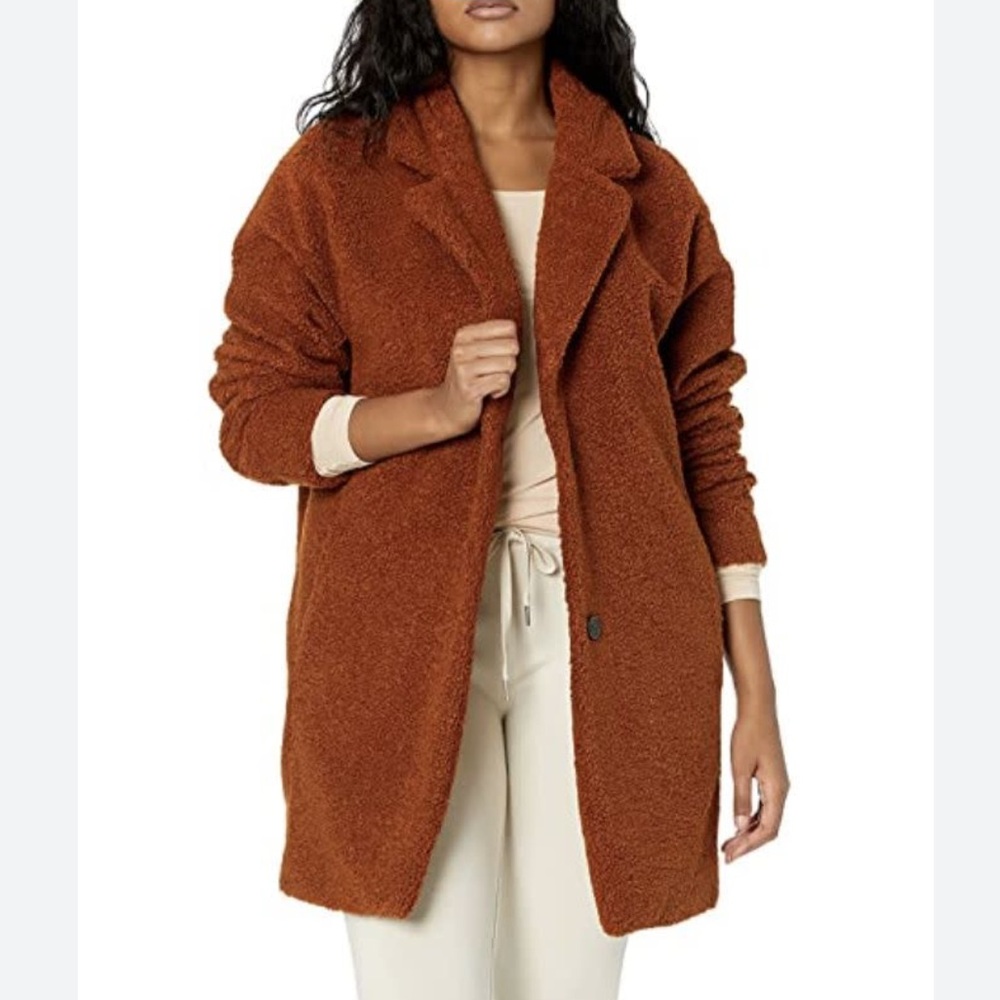 Daily Ritual Women's Pea Coat in Rust Brown
